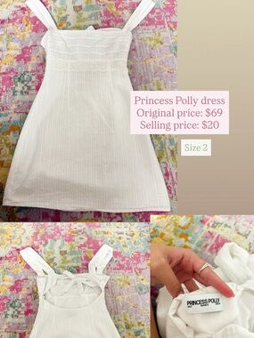 Princess Polly White Ribbed Tie-Strap Mini Dress